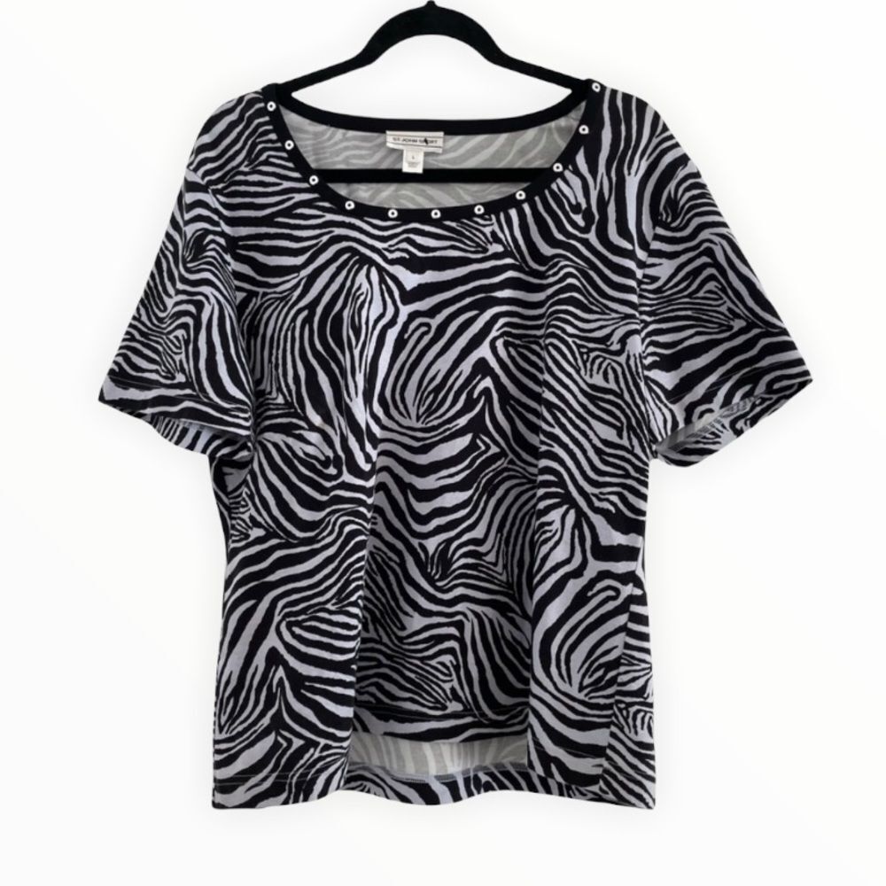 ST. JOHN sport zebra print tee
